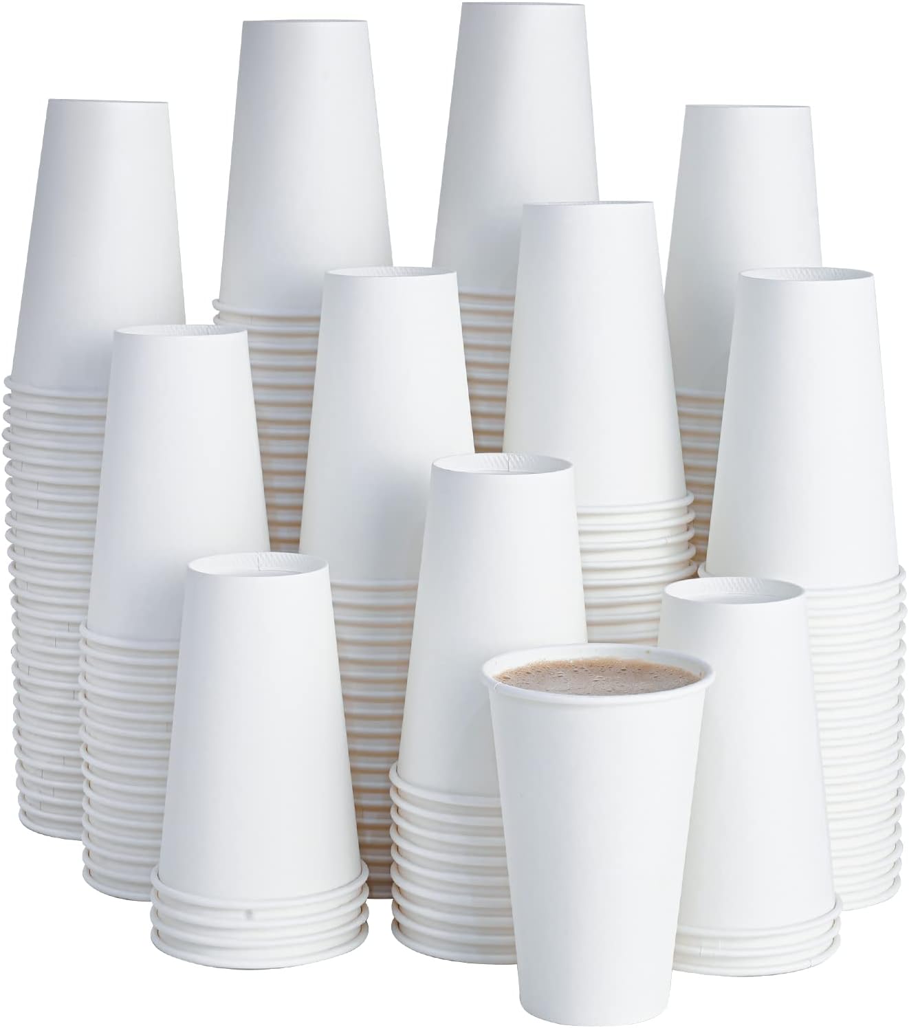 LITOPAK 210 Pack 16 oz Disposable Paper Coffee Cup, Hot/Cold Beverage Drinking Cups for Water, Paper Coffee Cups, White Paper Hot Coffee Cups, Suitable for Party, Picnic, Travel, and Events