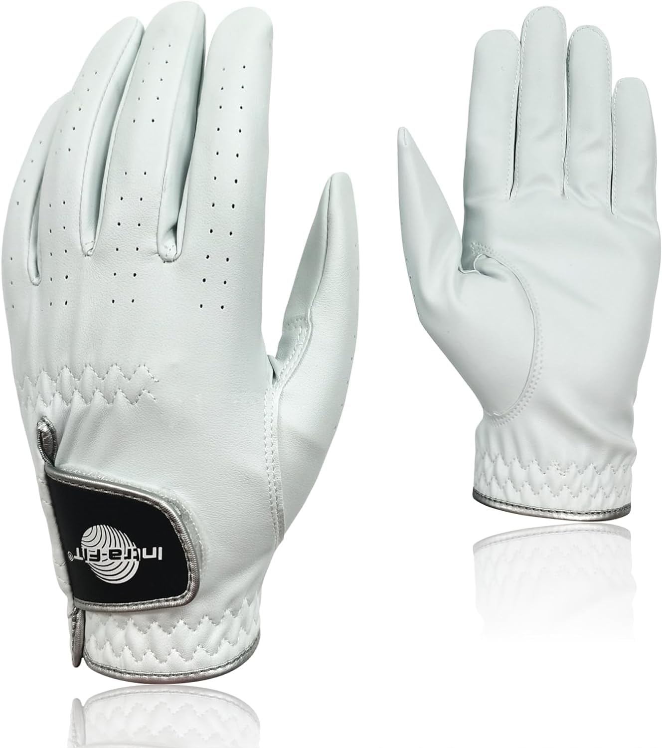 Men’s Golf Glove – Premium PU Leather Glove, Extra Grip, Adjustable Fit, Worn on Left Hand for Right Handed Golfer, White