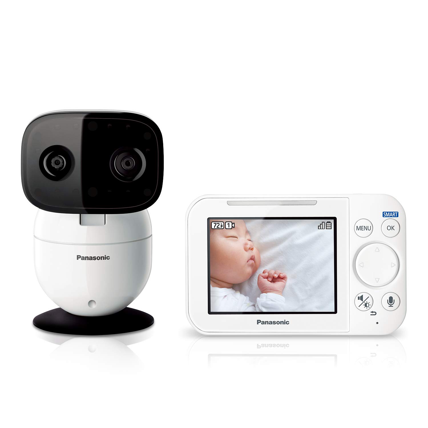 Panasonic Baby Monitor with Camera and Audio, 3.5” Color Video, Extra Long Range, Secure Connection, 2-Way Talk, Soothing Sounds, Remote Pan, Tilt, Zoom – 1 Camera – KX-HN4101W (White)