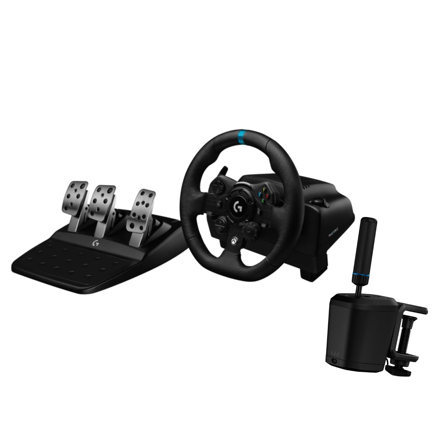 Logitech G923 Racing Wheel and Pedals + RS Shifter & Handbrake Bundle – Xbox X|S/Xbox One/PC