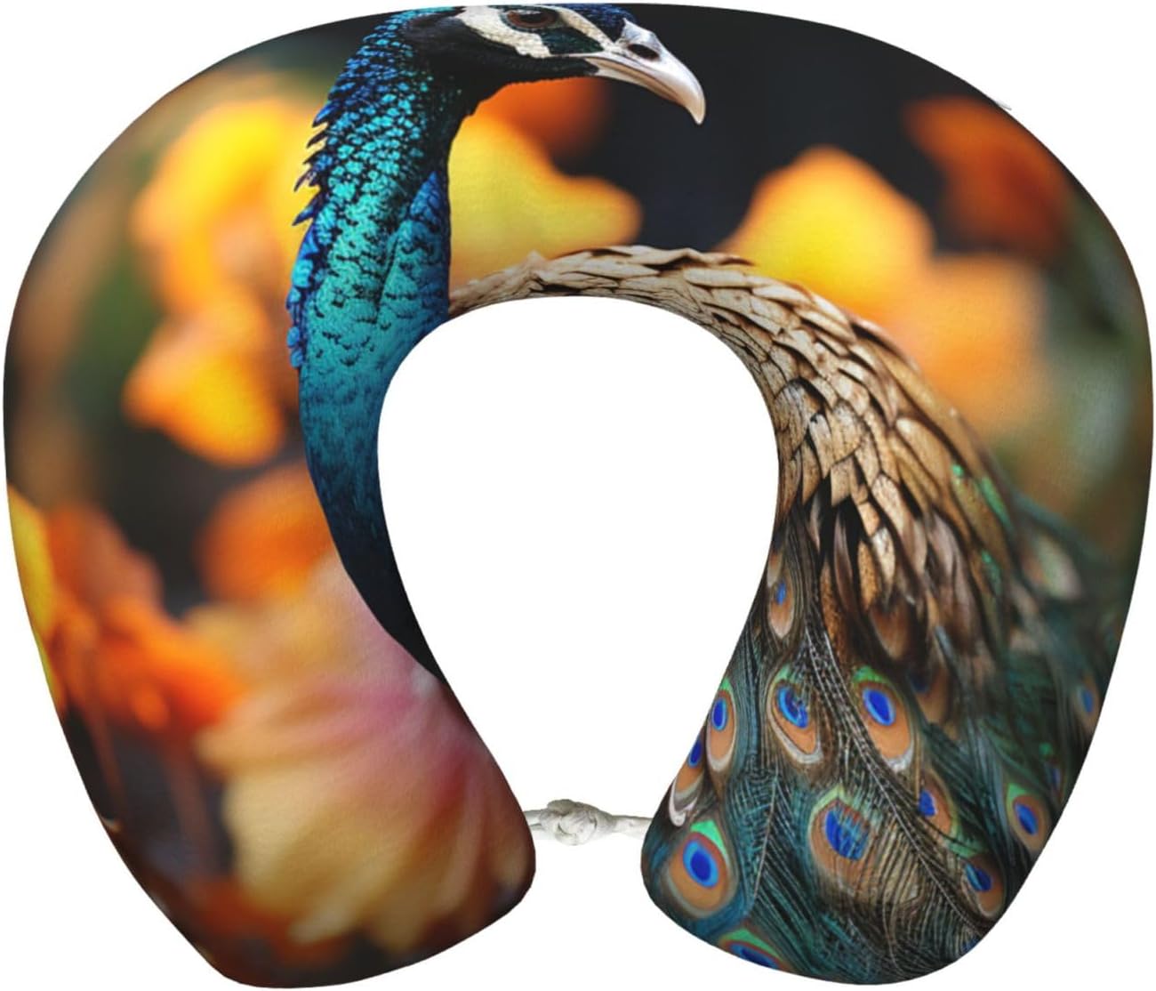 Neck Pillow U Shape Travel Pillow Comfortable Memory Foam Airplane Pillow for Head Support Peacocks Travel Neck Pillows for Sleeping Support Pillow for Camping Trains Self-Driving Cars Office