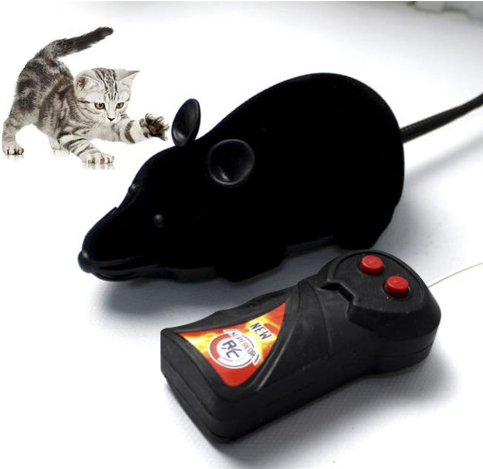 Wireless Remote Control Mock Fake Rat Mouse Mice RC Toy Prank Joke Scary Trick Bugs for Party and for Cat Puppy Funny Toy (Black)