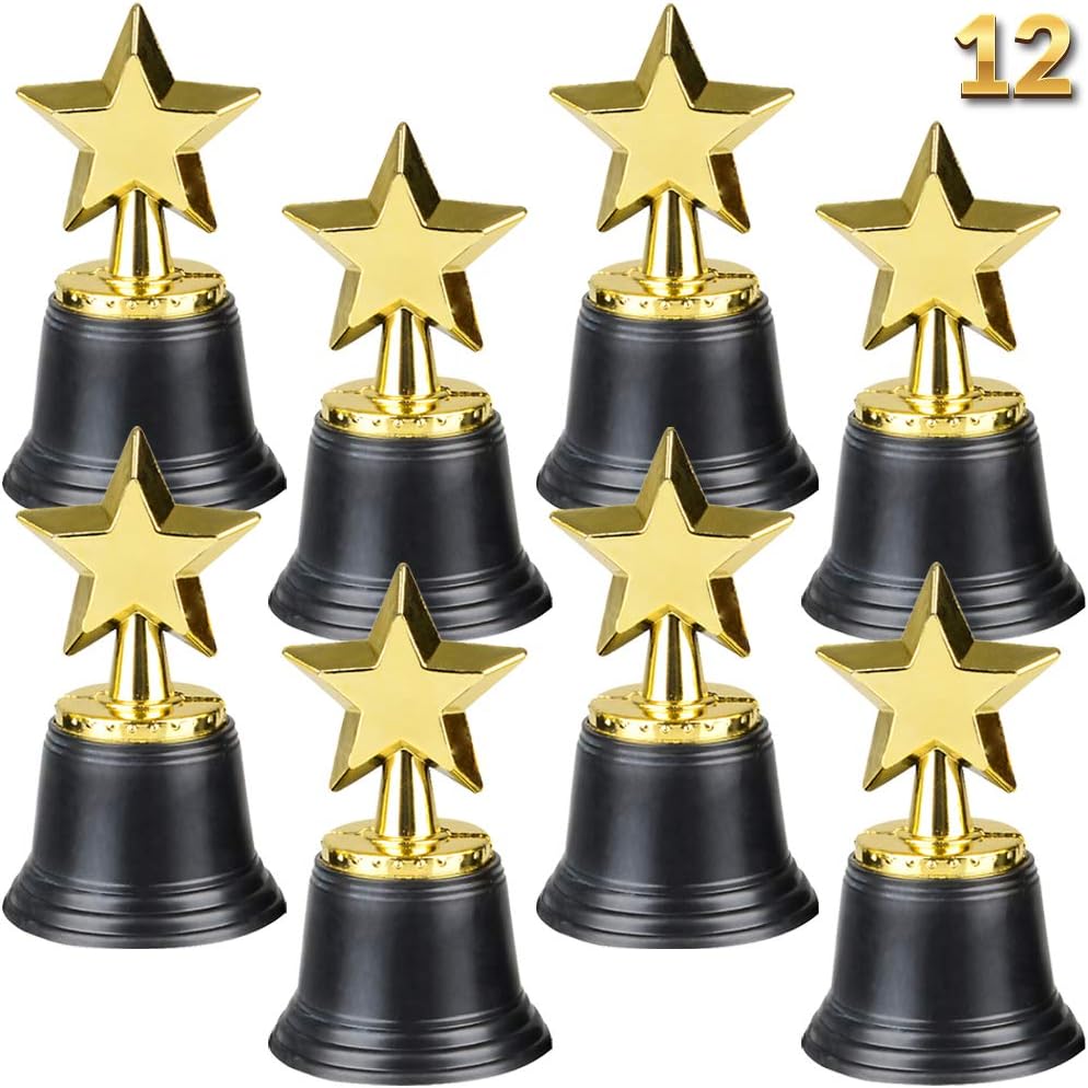 Bedwina Star Trophy Award – Pack Of 12 Bulk – 4.5 Inch Gold Award Trophies For Kids Choice Awards, Prizes For Adults, Winner Competitions, Sports Events, Party Decorations, Teachers And Party Favors