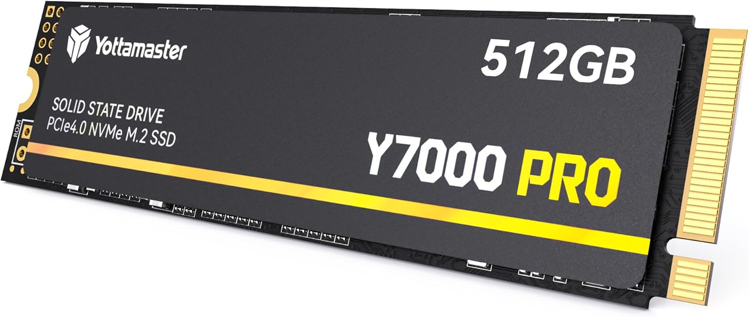 Yottamaster Y7000Pro 512GB SSD M.2 PCIe 4.0, Up to 7000MB/s, M.2 2280 NVMe Internal Solid State Drive with 3D QLC NAND Flash, Upgrade Storage for PS5, PC Computer, Laptop, Gaming