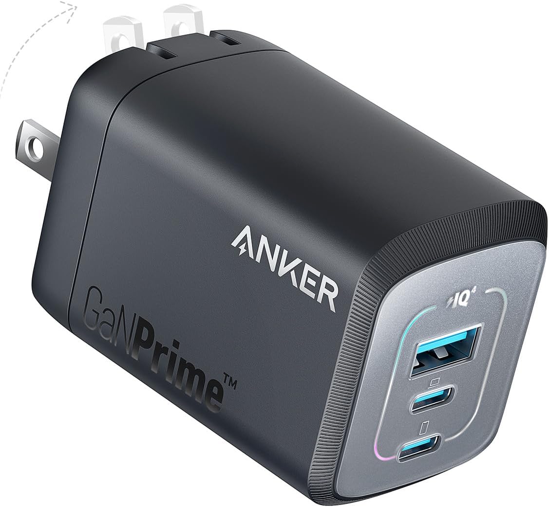 Anker Prime 100W USB C Charger, Anker GaN Wall Charger, 3-Port Compact Fast PPS Charger, for MacBook Pro/Air, Pixelbook, iPad Pro, iPhone 16/Pro, Galaxy S23/S22, Note20, Pixel, Apple Watch, and More