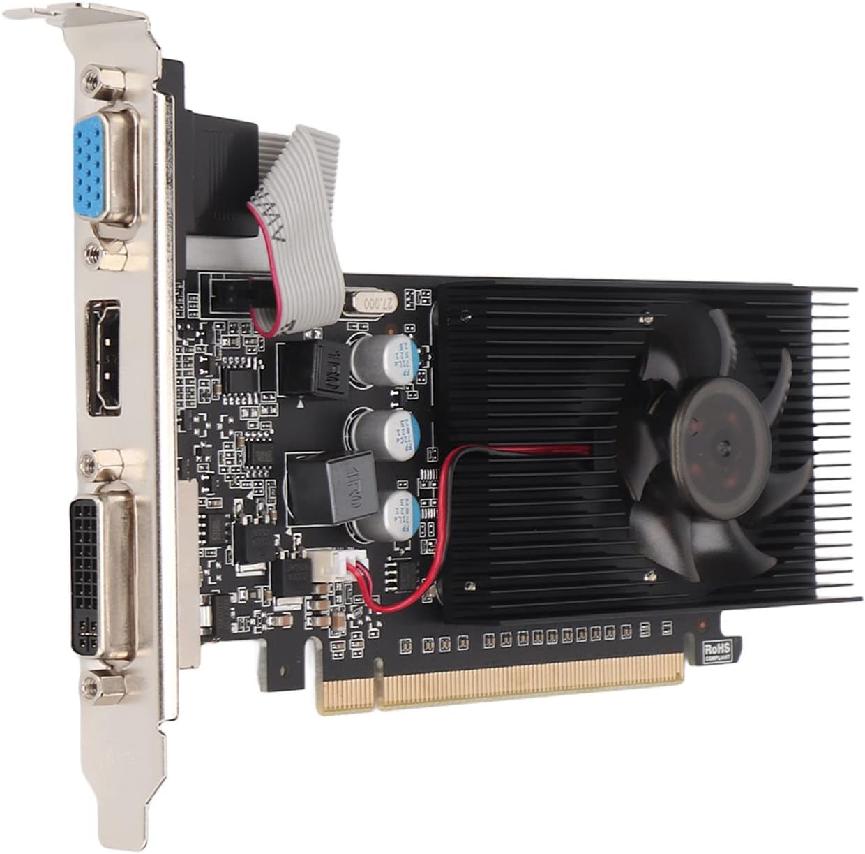 Yunseity GT610 Graphics Card, 2GB 64Bit DDR3 GPU PC Graphics Card DVI VGA PCIe 2.0, High Speed 1 Phase Power Supply Video Graphics Card with Cooling