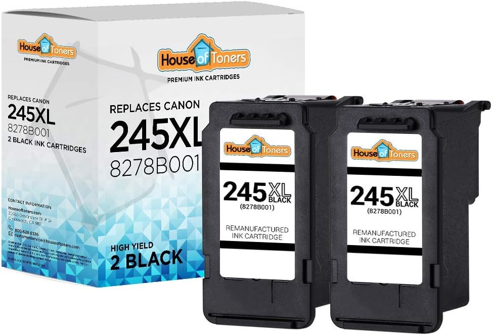 Remanufactured for Canon PG-245XL Black Ink Cartridge High Yield Replacement for Canon 245XL PIXMA Mg2520 Mg2522 Mg2525 Mg2920 Mx492 Tr4520 Ts202 Ts3122 IP2820-2 Pack (Black)