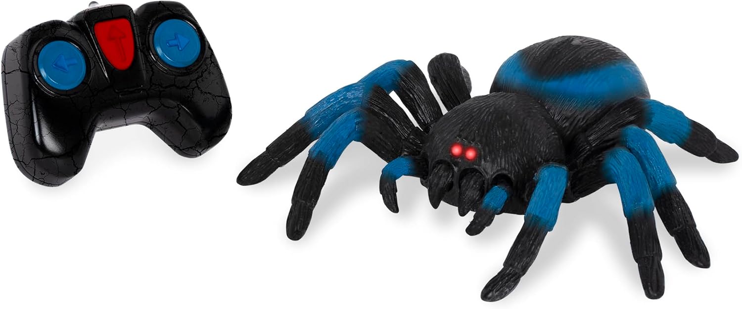 Terra by Battat – Remote Control Spider for Kids – RC Tarantula with LED Eyes – Realistic Animal & Moving Legs – Fast-Moving & 360 Spin – Blue Tarantula – 6 Years +