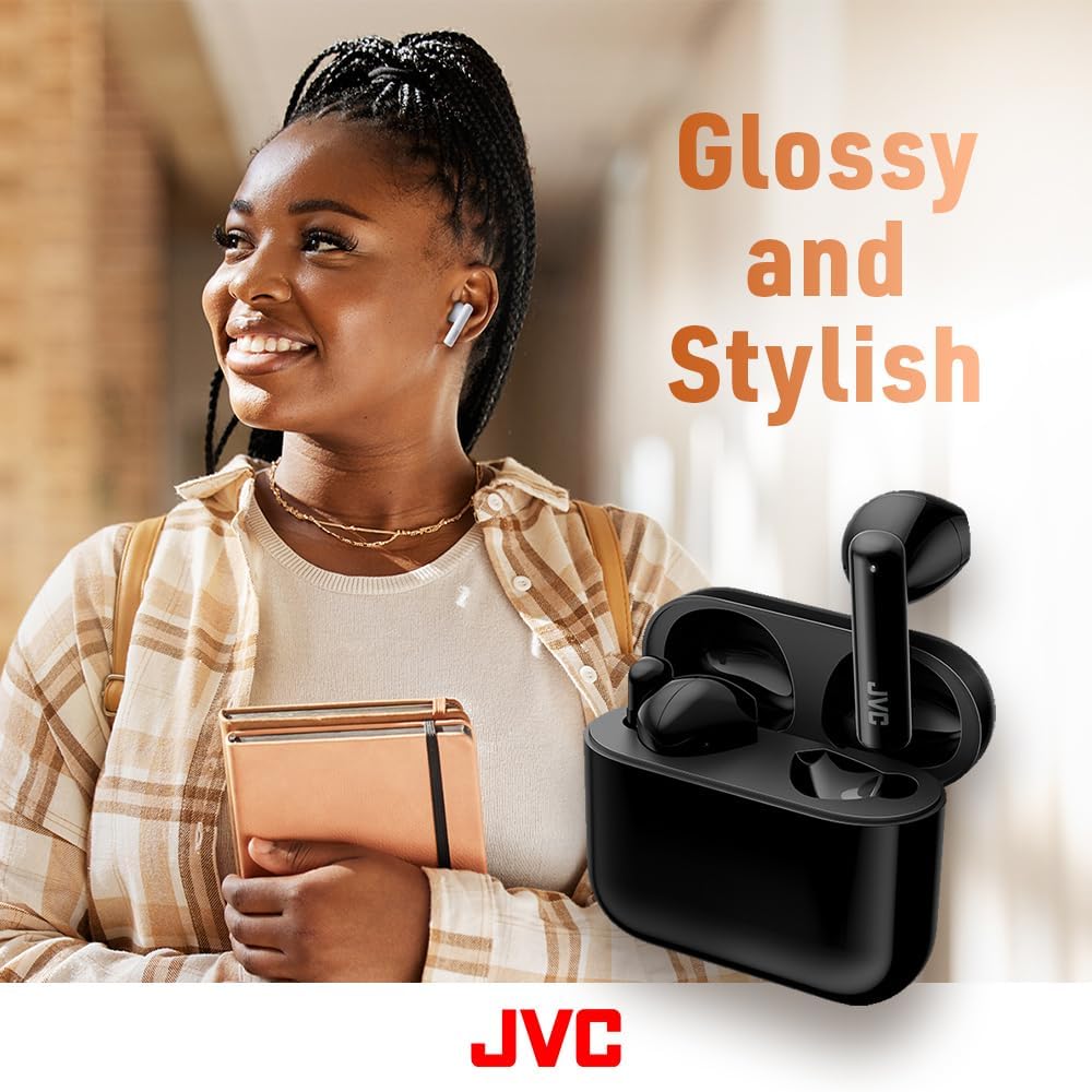 JVC Lightweight True Wireless Earbuds with 12mm Driver Unit, Bluetooth 5.1, Single use, IPX4, Long Battery Life (up to 30 Hours) – HAA4TB (Black)