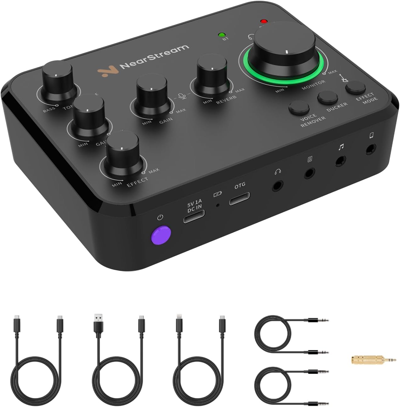 Audio Interface for Recording, Streaming, Podcasting, Rechargeable Audio Mixer with Pro-preamp, 8 Channel, XLR, 48V Phantom Power, Line & DI Inputs, Bluetooth, for PC & Smartphone (AMIX20B)