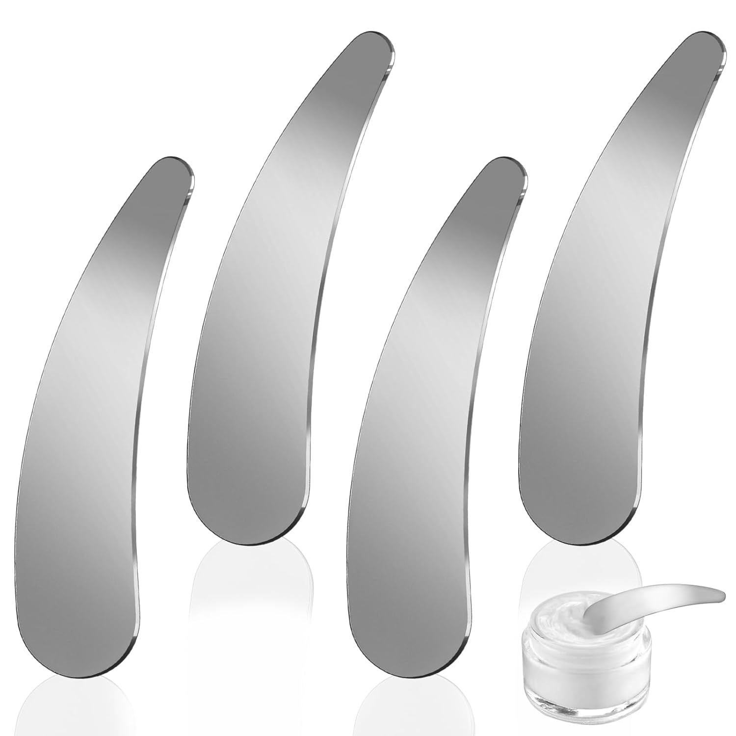 Molain 4Pcs Mini Metal Cosmetic Spatulas, Skincare SpatulaMixing and Sampling Makeup Beauty Tools for Skin Care Creams, Eye Cream, Essences Beauty Accessories(4PCS)