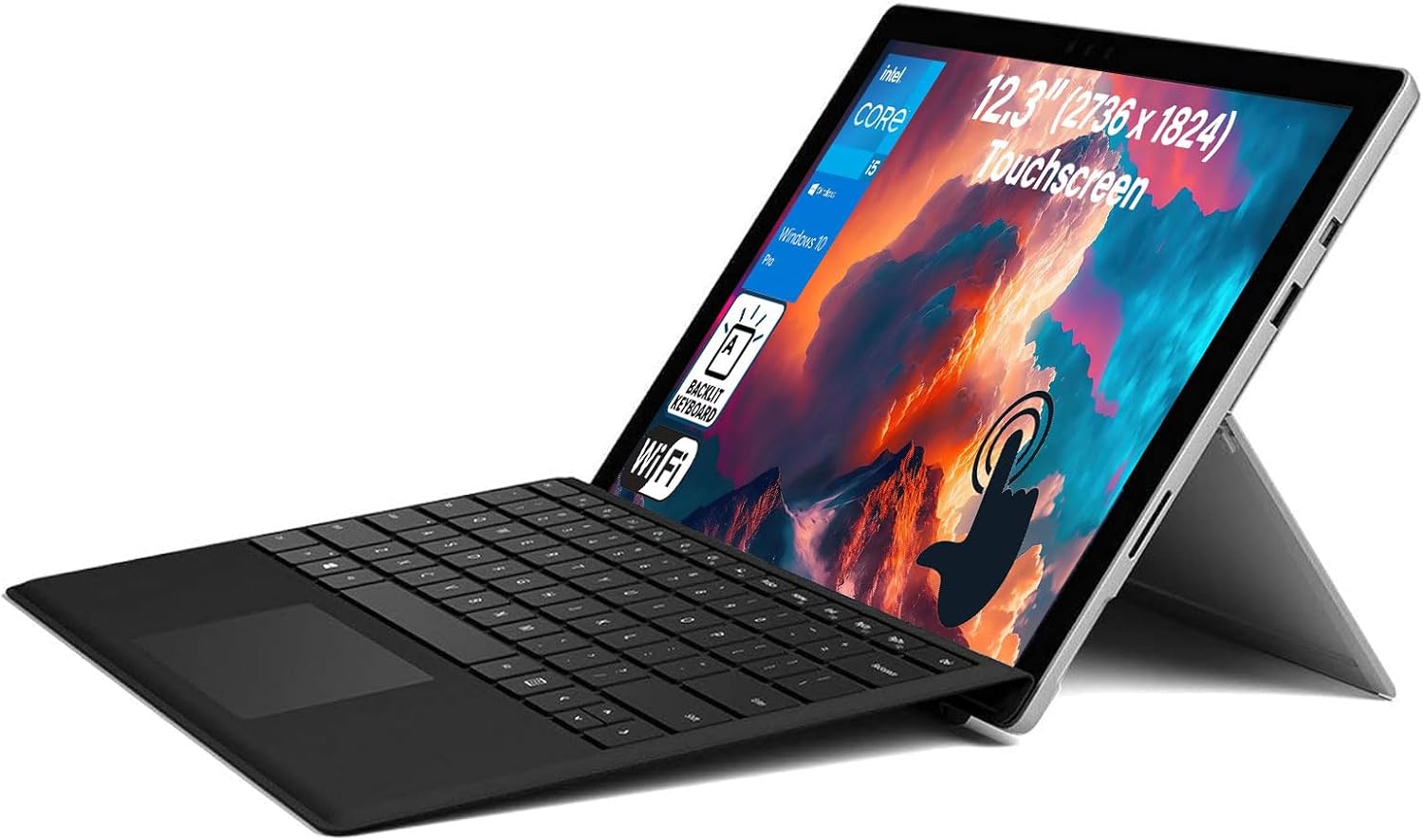 Microsoft Surface Pro 4 Laptop Tablet, 12.3″ (2736 x 1824) Touchscreen, Core i5-6300, 4GB RAM, 128GB SSD, Backlit Keyboard, USB 3.0, Mini DisplayPort Windows 10 pro (Renewed)