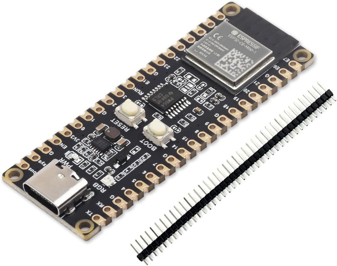 waveshare ESP32-C6 Microcontroller Development Board Integrated WiFi 6, BLE 5 and IEEE 802.15.4 (Zigbee 3.0&Thread), Adopt ESP32-C6-MINI-1 Chip, 160MHz Single-core Processor, Support ESP-IDF, Arduino