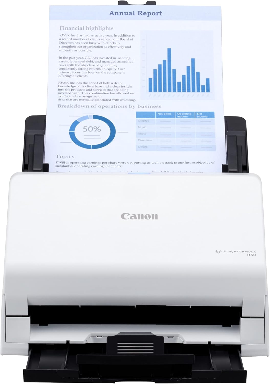 Canon imageFORMULA R30 Office Document Scanner, Auto Document Feeder and Duplex Scanning, Plug-and-Scan Capability, No Software Installation Required