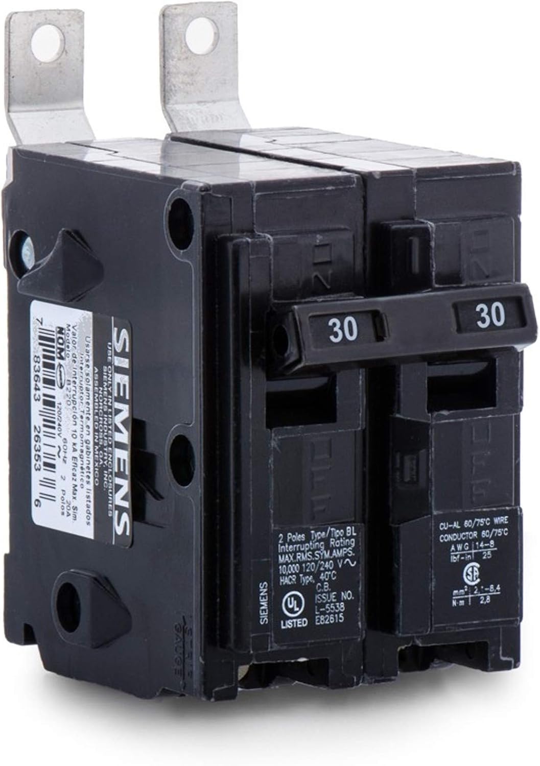 Siemens B230 Panelboard/Bolt-On Mount Type BL Low Tab Molded Case Circuit Breaker 2-Pole 30 Amp 120/240 Volt AC