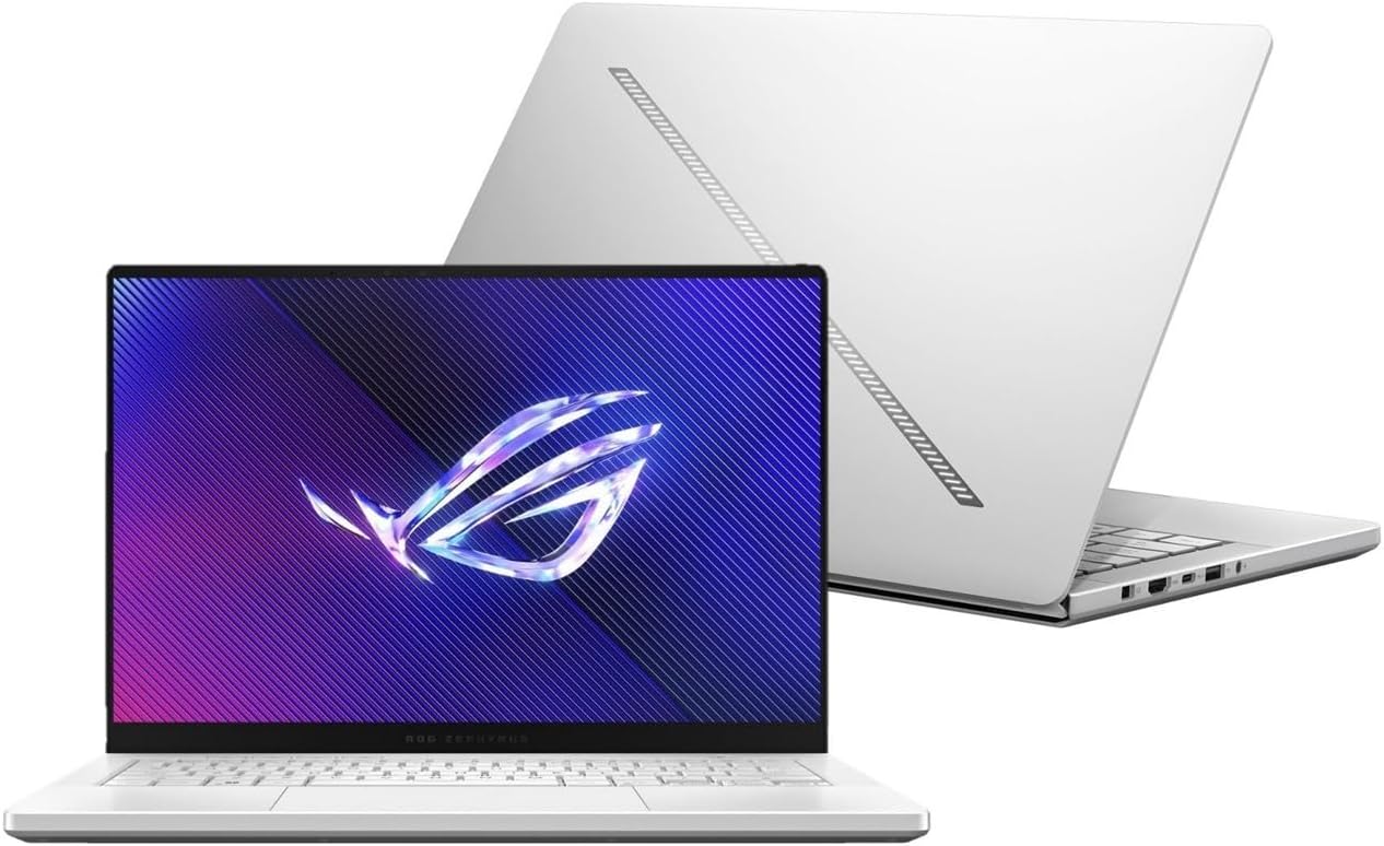 EXCaliberPC [2024] ASUS ROG Zephyrus G14 GA403UV-G14.R94060 (AMD Ryzen 9 8945HS, 16GB RAM, 1TB NVMe SSD, NVIDIA GeForce RTX 4060, 14″ 120Hz OLED, Windows 11) Gaming Laptop – Platinum White