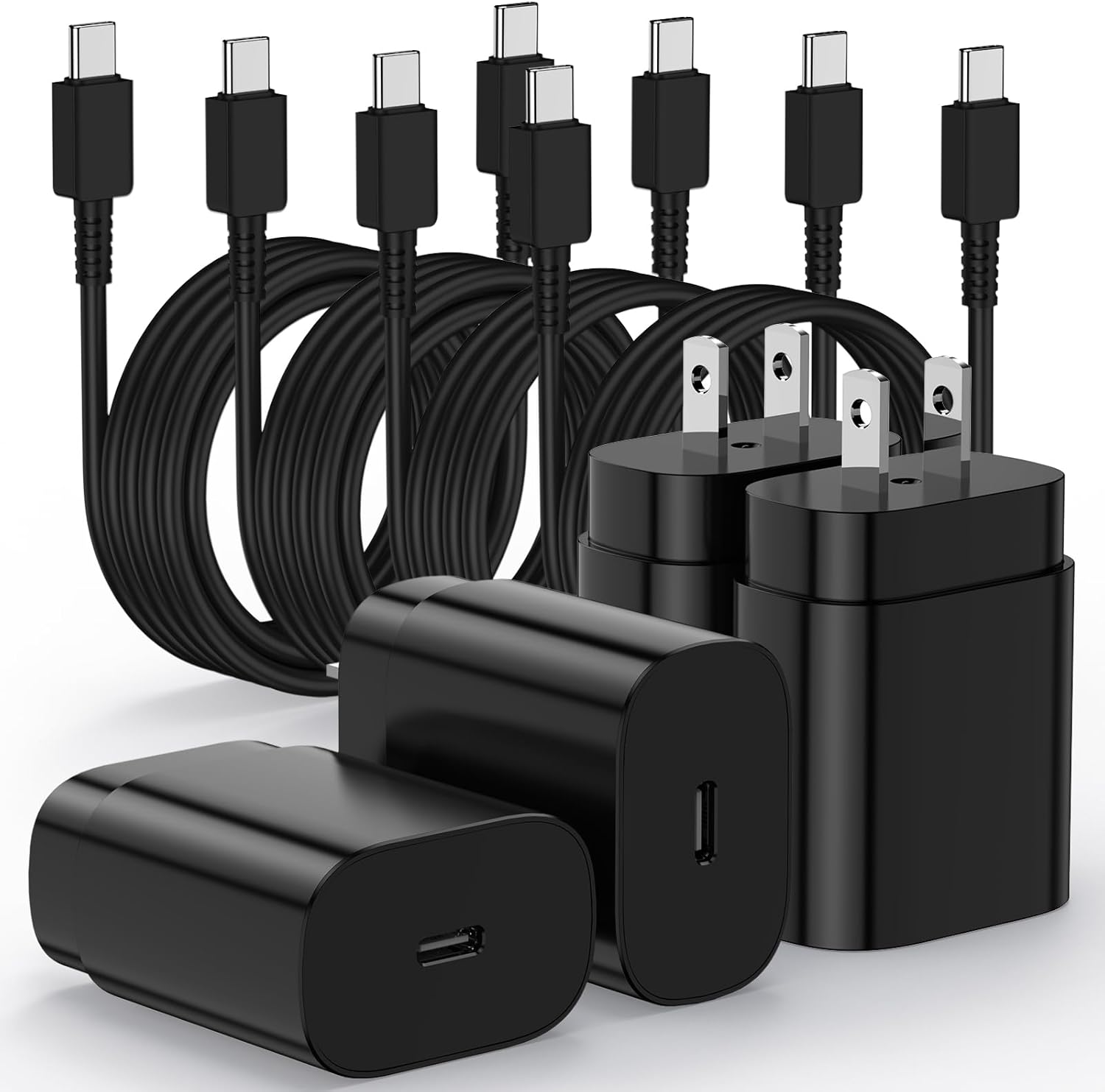 4Pack 25W USB C Charger for Samsung Galaxy S24 Ultra, Super Quite Fast Charging Type C Block with 6FT+10FT C to C Cord for Samsung Galaxy Tab S9 S8 S23 Ultra S22 Ultra S23 S22+ S22 S21 Note 10 Plus 20