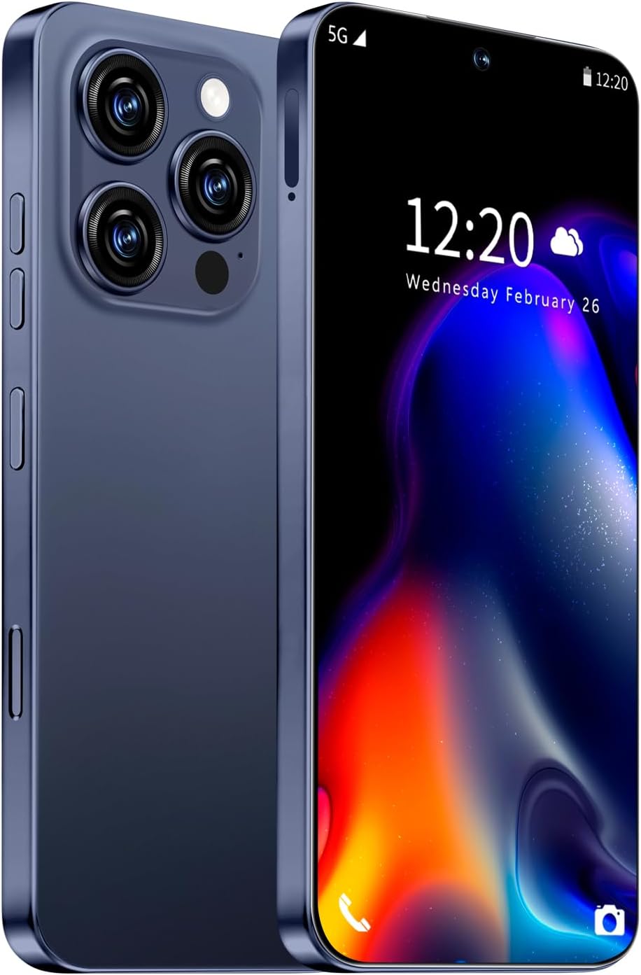 I16 PROMAX Unlocked Phone, 6.99inch HD AMOLED Screen Smartphone, Battery 7000mAh Cell Phone, Android 13.0 8+256GB with 128GB Memory Card, Face ID/Fingerprint Lock/5G/Photos/GPS (Deep Blue)