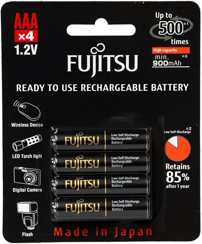 Fujitsu HR-4UTHCEX(4B) 4-Pack AAA High Capacity Ni-MH Pre-Charged Rechargeable Batteries (Made in Japan)