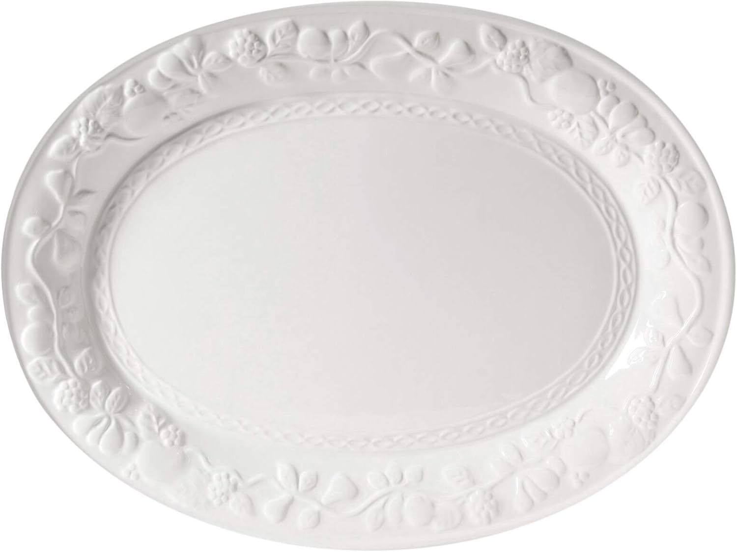 Unknown1 18.75 Inch Oval Platter White Country Casual Stoneware 1 Piece Dishwasher Safe