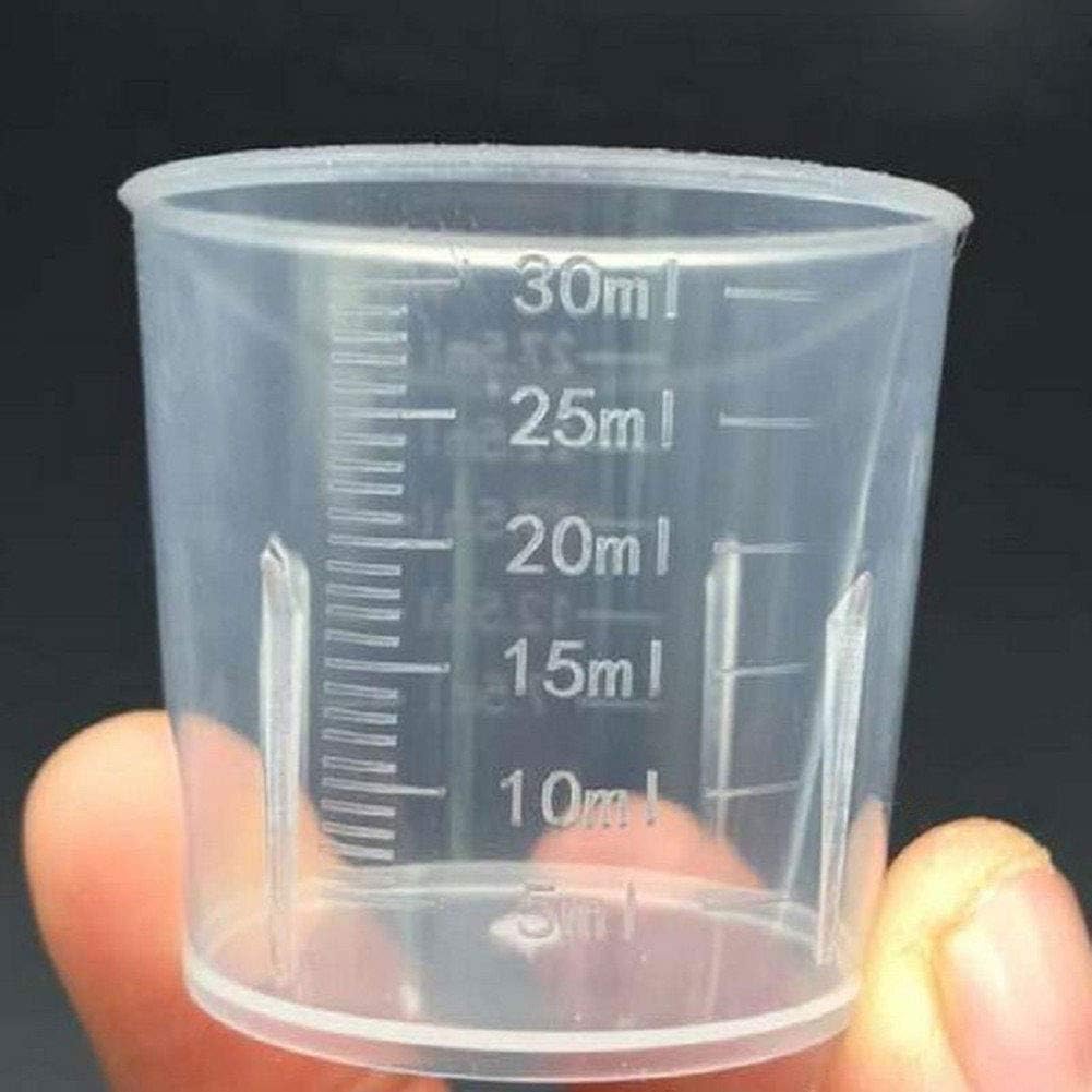 30ml Plastic Liquid Measuring Cups – Mini Clear Kitchen Medicine Cups Transparent Labs Graduated Beakers Baking Cooking Home Lab Measure Tool (10 Packs,1oz,Transparent)