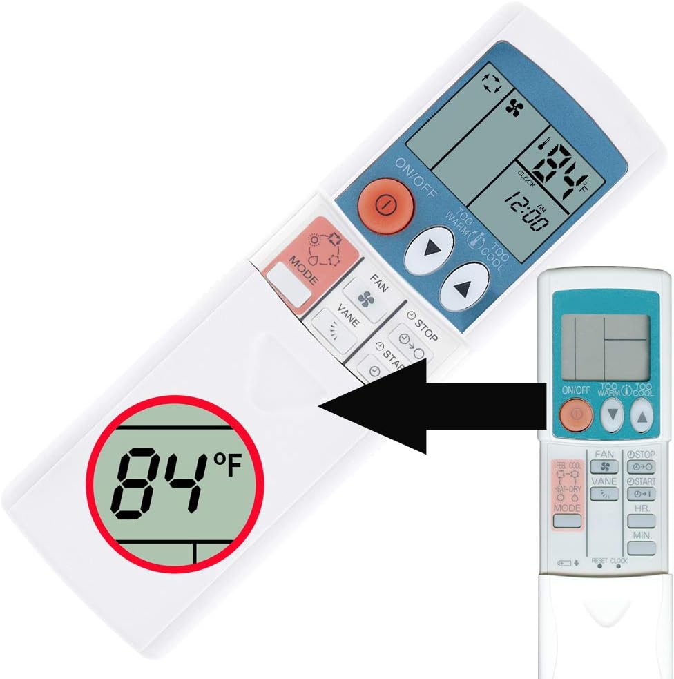 Replacement Mitsubishi Electric Mr Slim Air Conditioner Remote Control E02545426 MSH09TW MSH09TW-U1 MSH12TN MSH12TN-U1 MSH15TN MSH15TN-U1 MSH17TN MSH17TN-U1 MSZ09UN MSZ12UN MXZ30TN MXZ30TN2 Fahrenheit