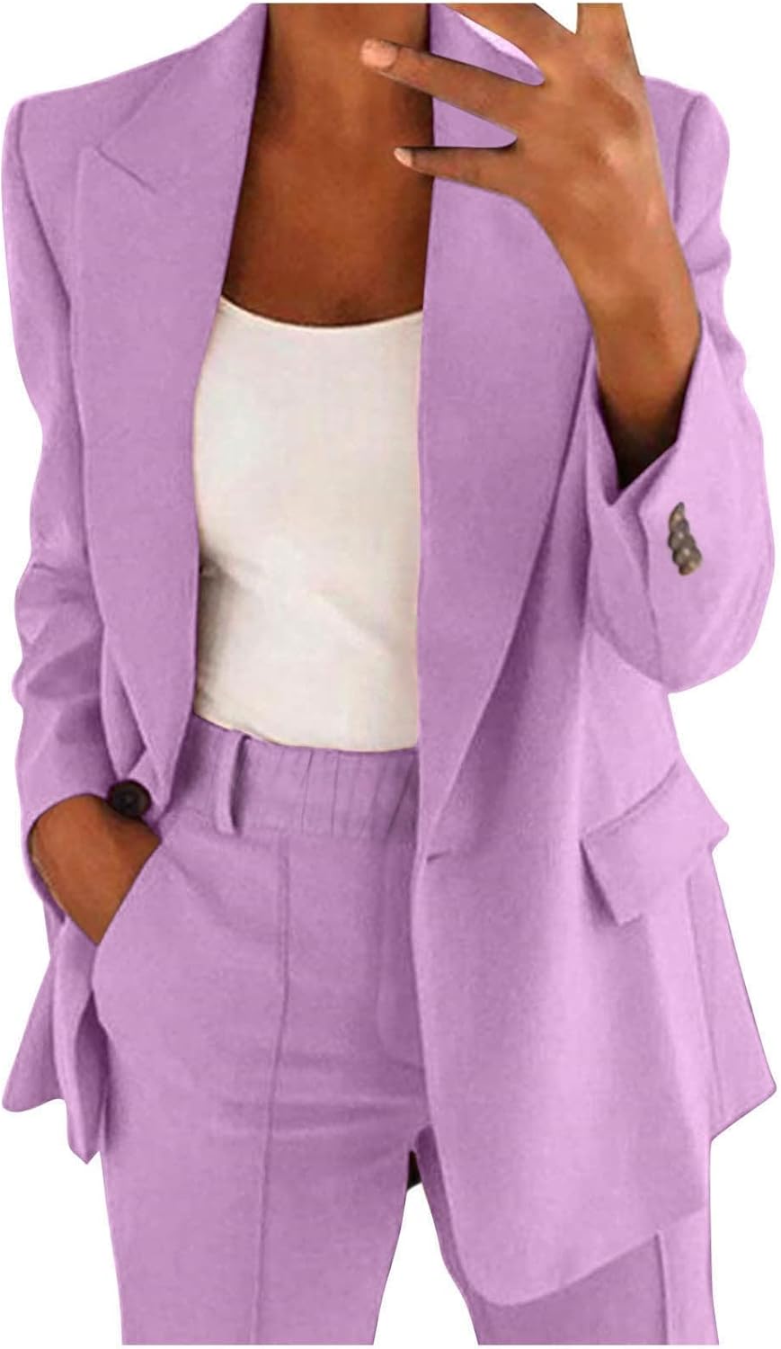 Blazer Sets Women 2 Piece Outfits Pants Suits Dressy Business Casual Outfits Blazer Pantsuit Set Work Office Jacket