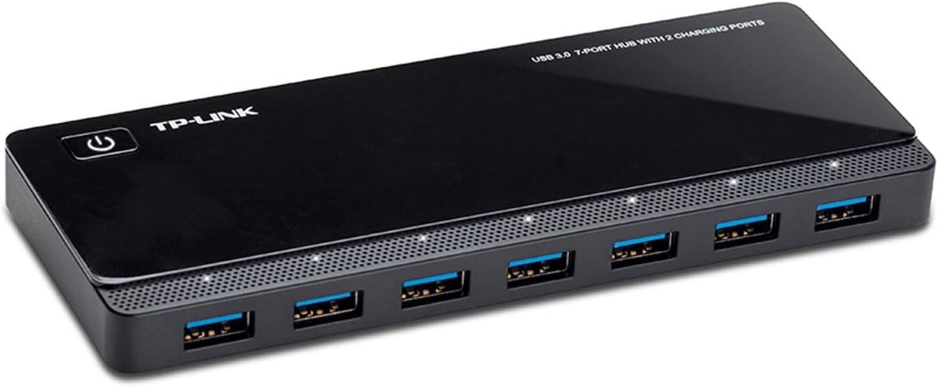 TP-Link Powered USB Hub 3.0 with 7 USB 3.0 Data Ports and 2 Smart Charging USB Ports. Compatible with Windows, Mac, Chrome & Linux OS, with Power On/Off Button, 12V/4A Power Adapter(UH720)