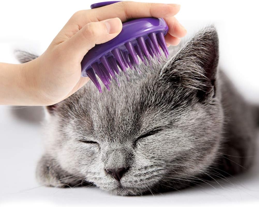 Cat Brush with Soft Rubber Pins, Washable Silicone Pet Brushes for Indoor Cats Grooming Shedding Massage Bath, No Scratching Removes Hair Mats Tangles and Loose Fur for Short to Long Haired