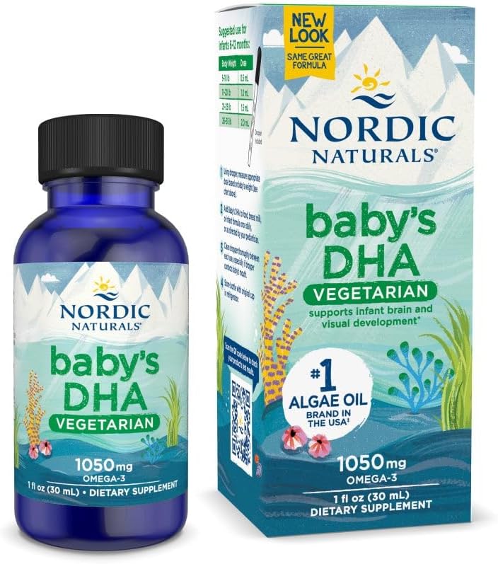 Nordic Naturals Baby’s DHA Vegetarian, Unflavored – 1050 mg Plant-Based Omega-3-1 oz – Supports Brain & Vision Development in Babies – Non-GMO, Vegan – 15 Servings