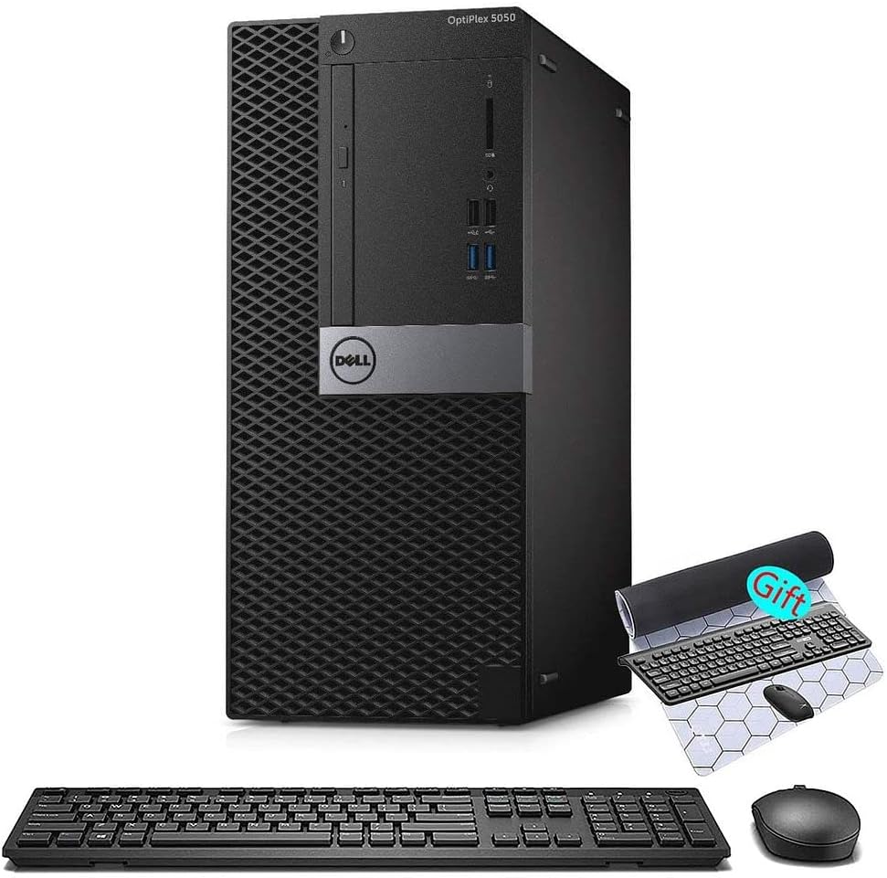 Dell 5050 Mini Tower Desktop Intel i5-7500 UP to 3.80GHz 16GB DDR4 New 512GB NVMe SSD + 2TB HDD Built-in AX200 Wi-Fi 6 BT Dual Monitor Support Wireless Keyboard and Mouse Win10 Pro (Renewed)