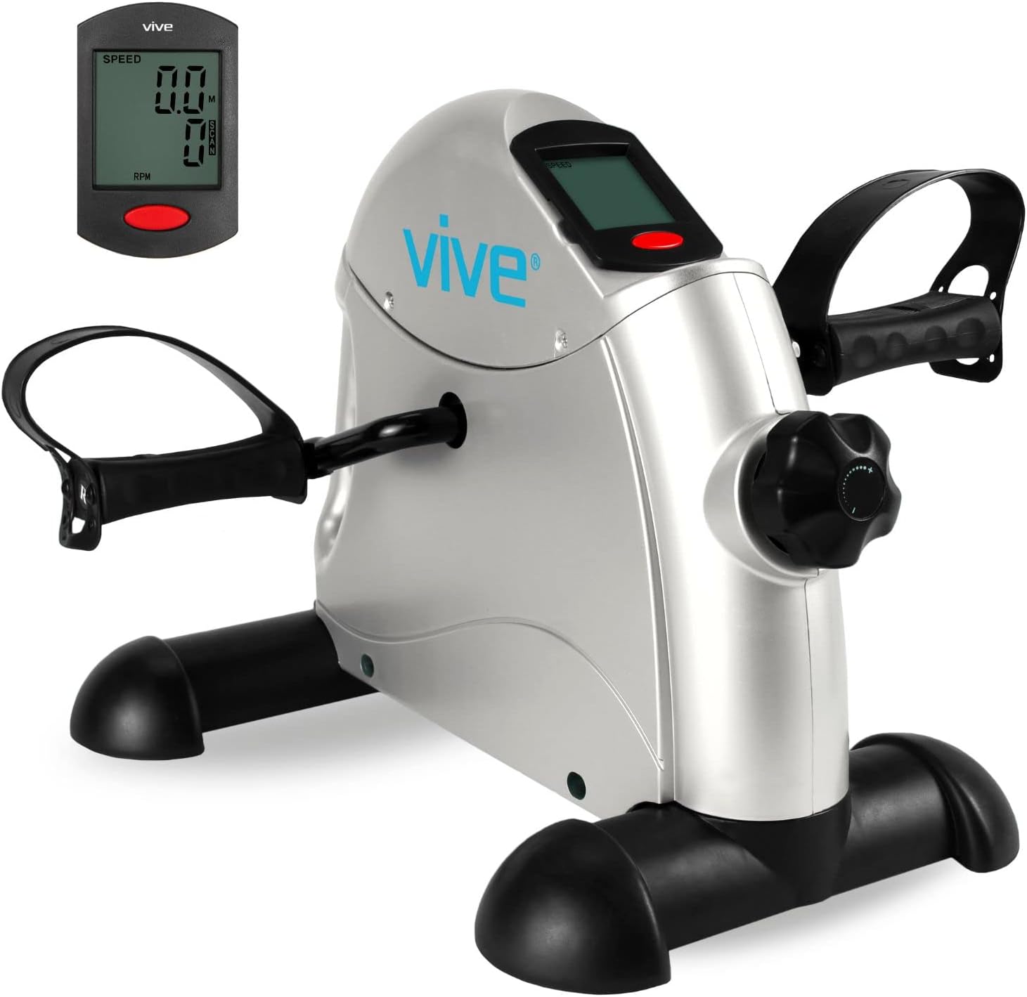 Vive Under Desk Bike Pedal Exerciser – Stationary Exercise Leg Peddler – Low Impact, Portable Mini Cycle Bike for Under Your Office Desk – For Arm or Foot – Small, Sit-Down Recumbent Equipment Machine