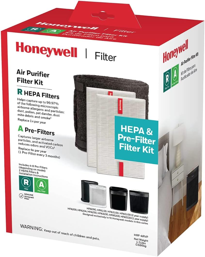 Honeywell HEPA Air Purifier Filter Value Kit – Includes 2 R HEPA Filters and 1 A Pre-Filter Roll with Cutting Template