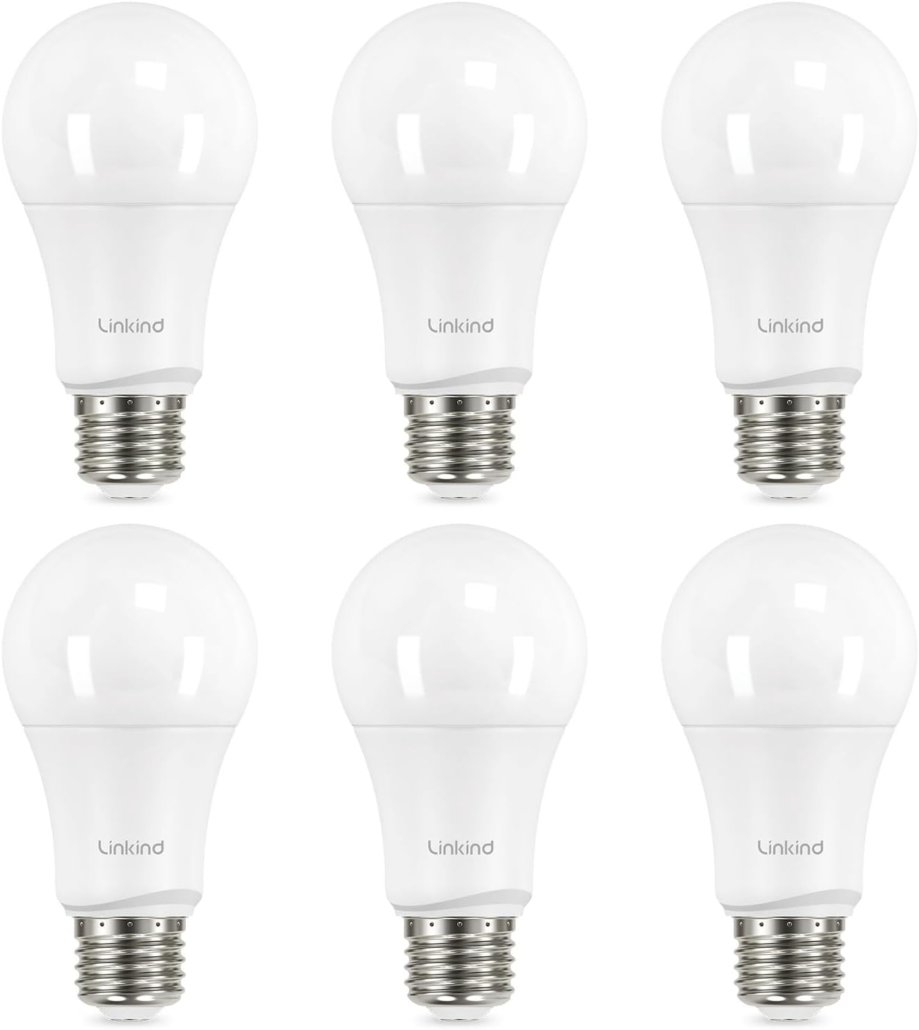 Linkind A19 LED Light Bulbs Dimmable, 100W Equivalent, 2700K Soft White, 15.5W 1600 Lumens 120V Bulbs, E26 Standard Base, UL Listed, Lighting for Bedroom Living Room Home Office,6 Packs