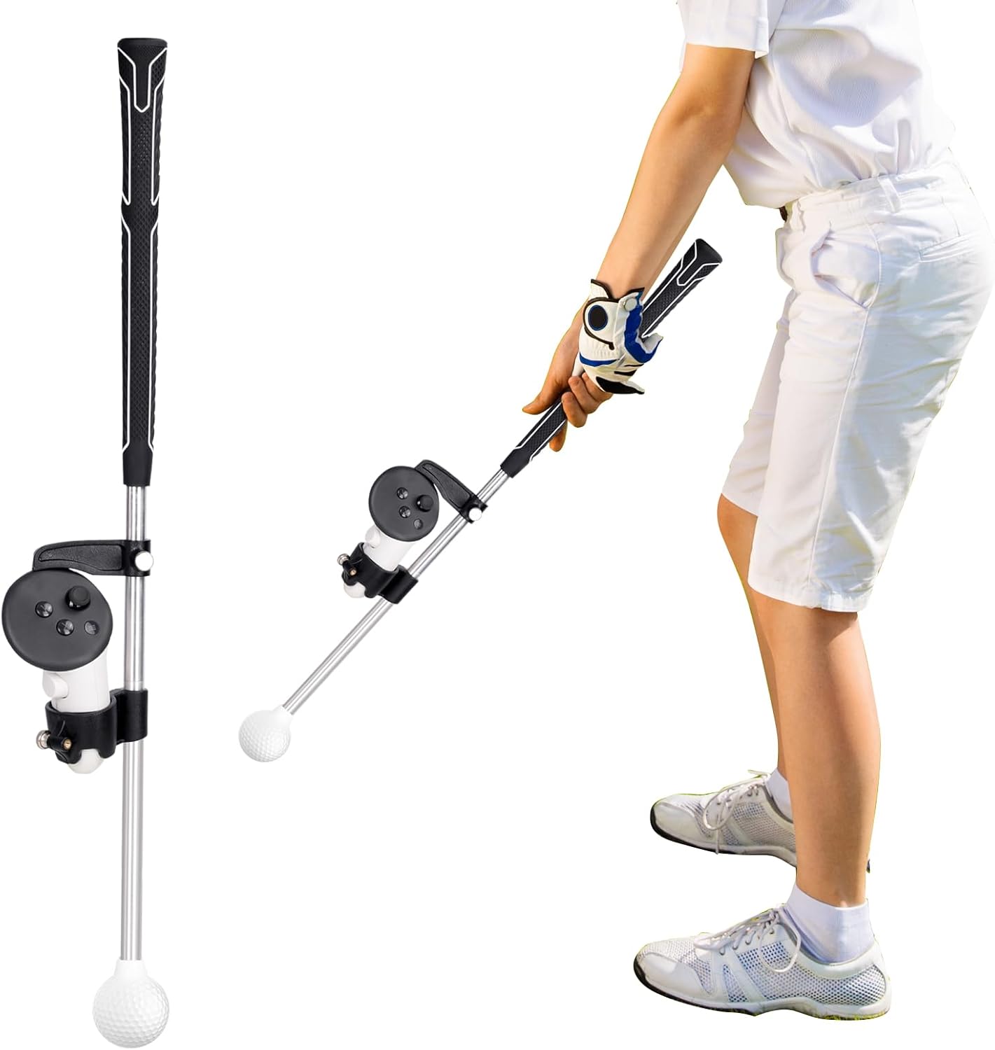 VR Weighted Golf Club Compatiable for Meta Quest 3/Quest 3S Controller Attachment for Realistic Golf Experience Secure Controller Grip Enhanced VR Accessories (for Quest 3/3S)