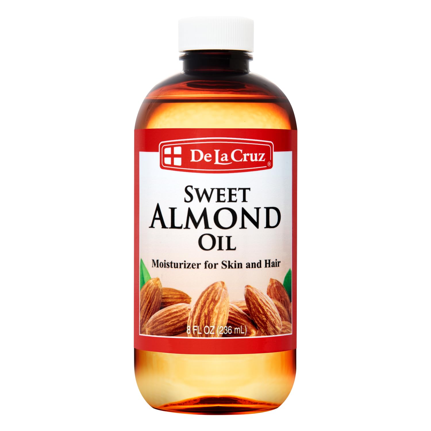 De La Cruz Sweet Almond Oil – Expeller Pressed Almond Oil for Skin and Hair 8 FL. OZ. (236 mL)