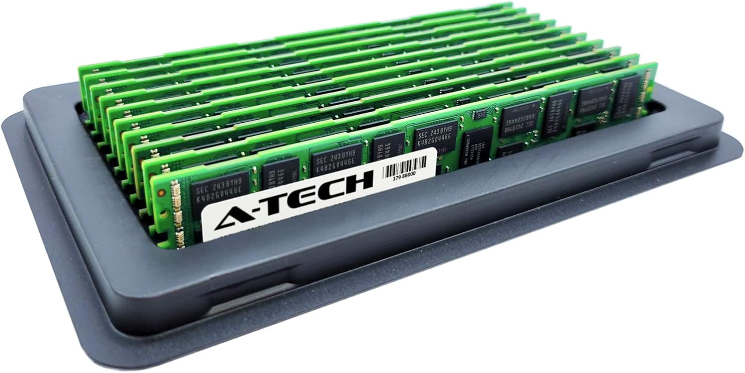 A-Tech 128GB Kit (8x16GB) Memory RAM for Dell PowerEdge R720 – DDR3 1866MHz PC3-14900 ECC Registered RDIMM 2Rx4 1.5V – Server