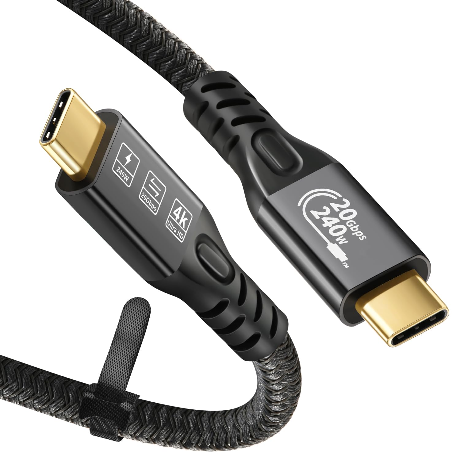 CABLEDECONN USB C 3.2 Gen-2 240W Straight Extension Cable 2m 6.6ft Data Transfer 20Gbps 48V/5A Charging Cable Type-C 4K Video Output Compatible with Thunderbolt 3 USB-C Computers