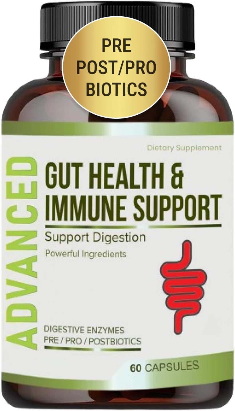 Complete Gut Health for Women and Men with Probiotic, Prebiotic, Postbiotic & Digestive Enzymes for Leaky Gut Repair.Gut Support for Healthy Gut Lining, Digestion Health, Occasional Gas, and Bloating.