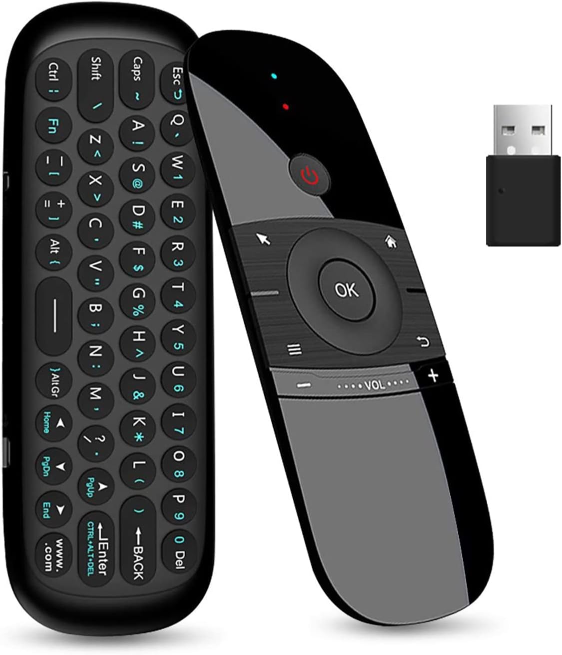 WeChip W1 Universal TV Remote Air Mouse, Wireless Keyboard Fly Mouse 2.4GHz Connection Air Remote Keyboard Mouse for Android TV Box/PC/Smart TV/Projector/HTPC/All-in-one PC/TV (w1)