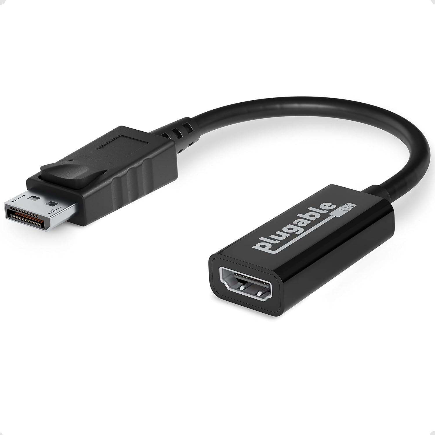 Plugable Active DisplayPort to HDMI Adapter, Uni-Directional, Driverless, Adapts Any Full-Sized DP Port to Enable Connecting a HDMI Cable and Display up to 4K 3840×2160 @60Hz