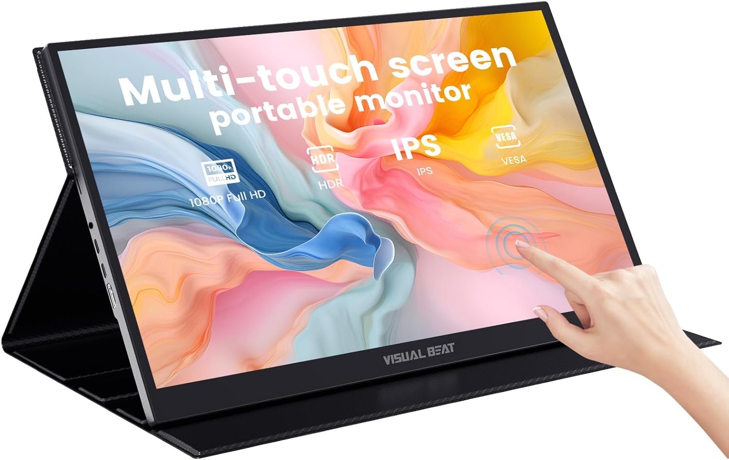 Portable Touch Screen Monitor 17.3” 1080P IPS USB-C Extended Display with Smart Cover, USB2.0, HDMI, Dual Speakers, VESA – for Laptop, PC, Mac, Phone, PS3/4/5, Xbox, Switch.