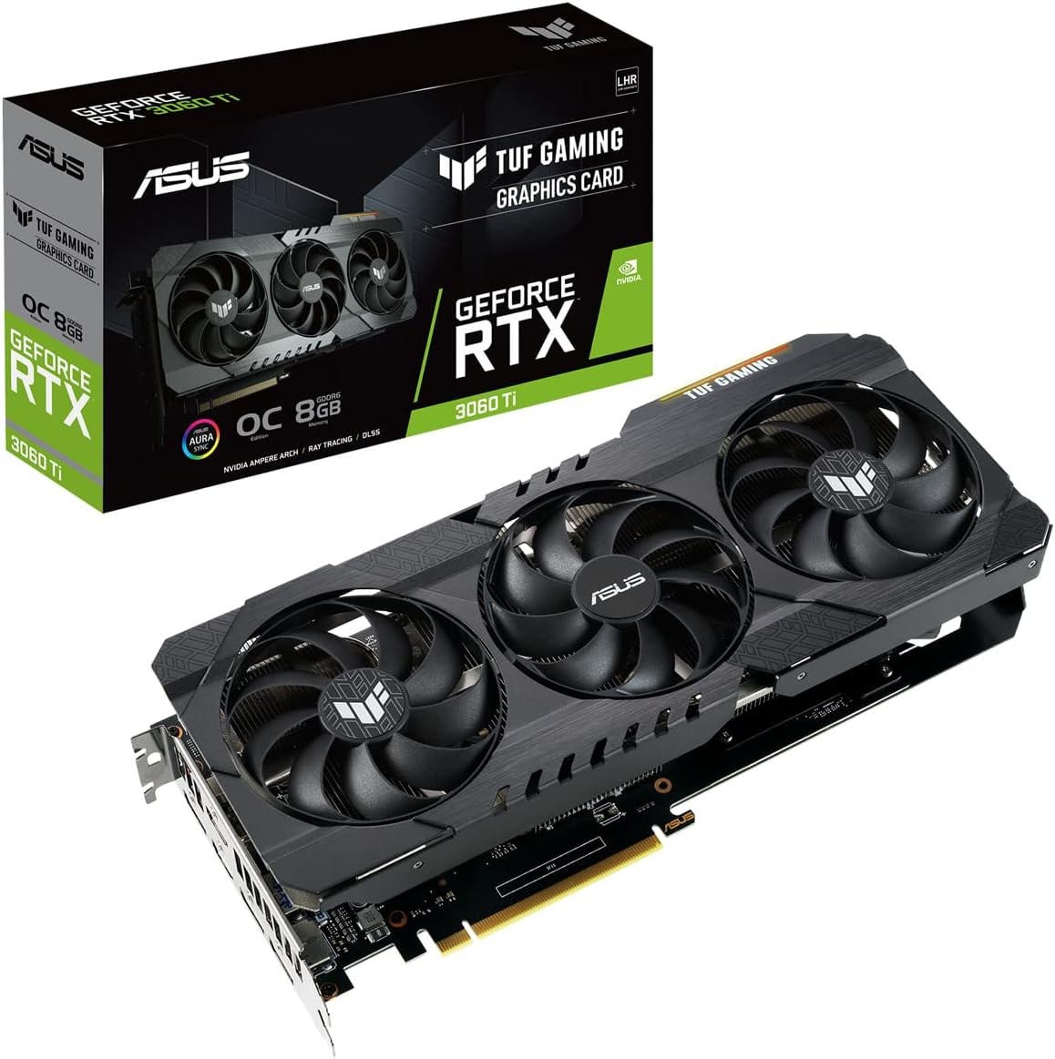 ASUS TUF Gaming NVIDIA GeForce RTX 3060 Ti V2 OC Edition Graphics Card (PCIe 4.0, 8GB GDDR6, LHR, HDMI 2.1, DisplayPort 1.4a, Dual Ball Fan Bearings, Military-Grade Certification, GPU Tweak II)