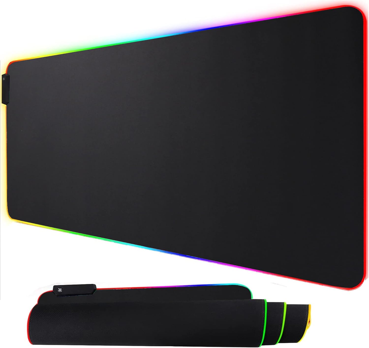 Gaming Mouse Pad Large, Oversized 10 Lighting Mode Thick Glowing LED Extended Mousepad ，Non-Slip Rubber Base Computer Keyboard Pad Mat (80x30RGB Black)