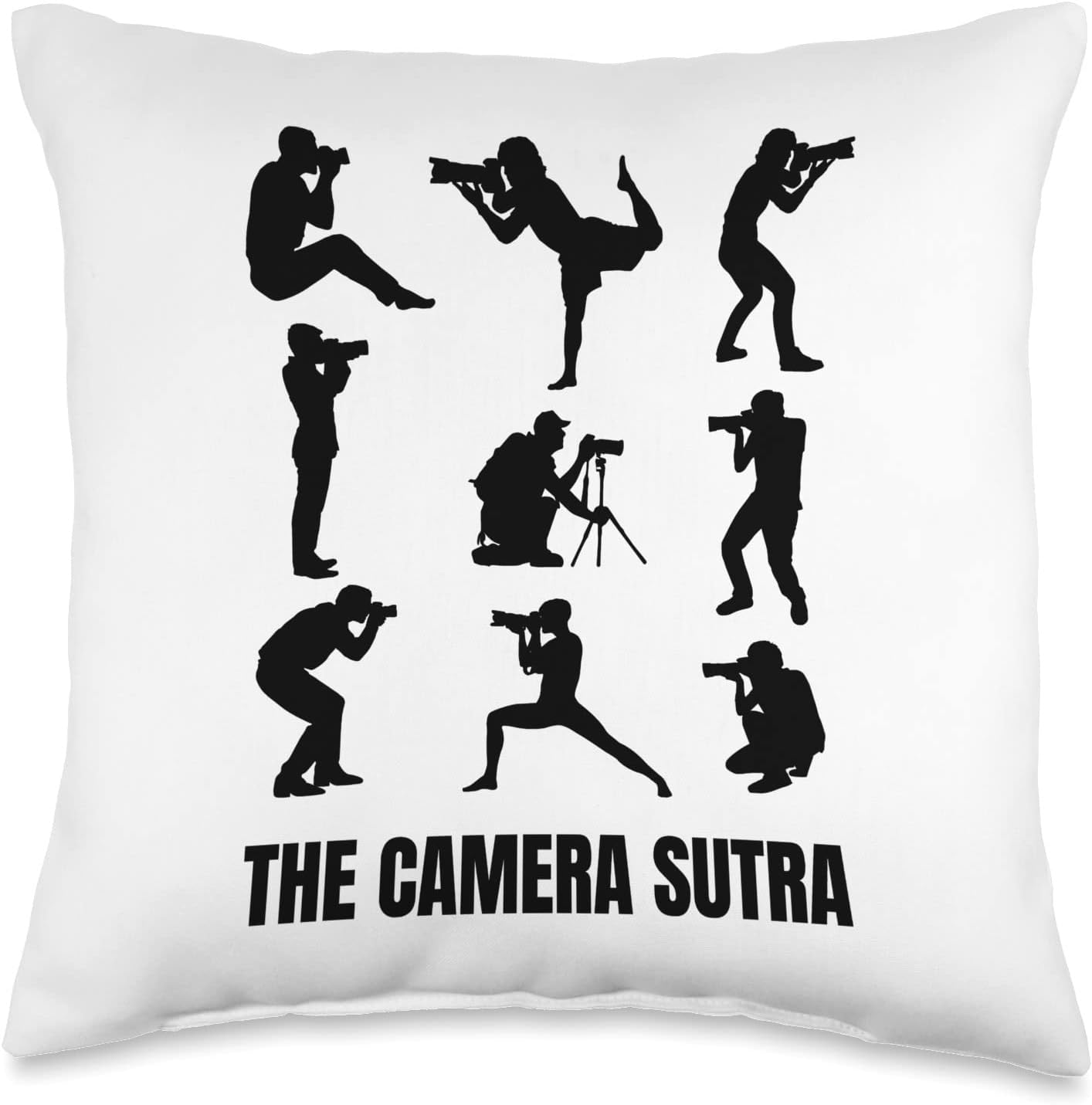 Camera Sutra Funny Photography Photographer Throw Pillow, 16×16, Multicolor