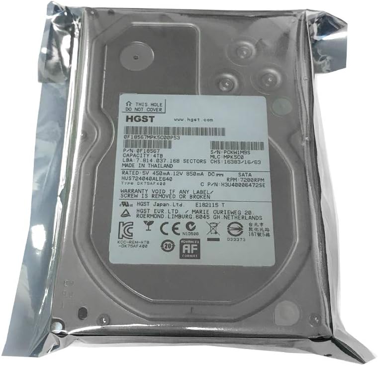 HGST Ultrastar 7K4000 (0F18567) 7200RPM SATA 6.0Gb/s 4TB 64MB Cache 3.5inch Internal Hard Drive – 3 Year Warranty (Renewed)