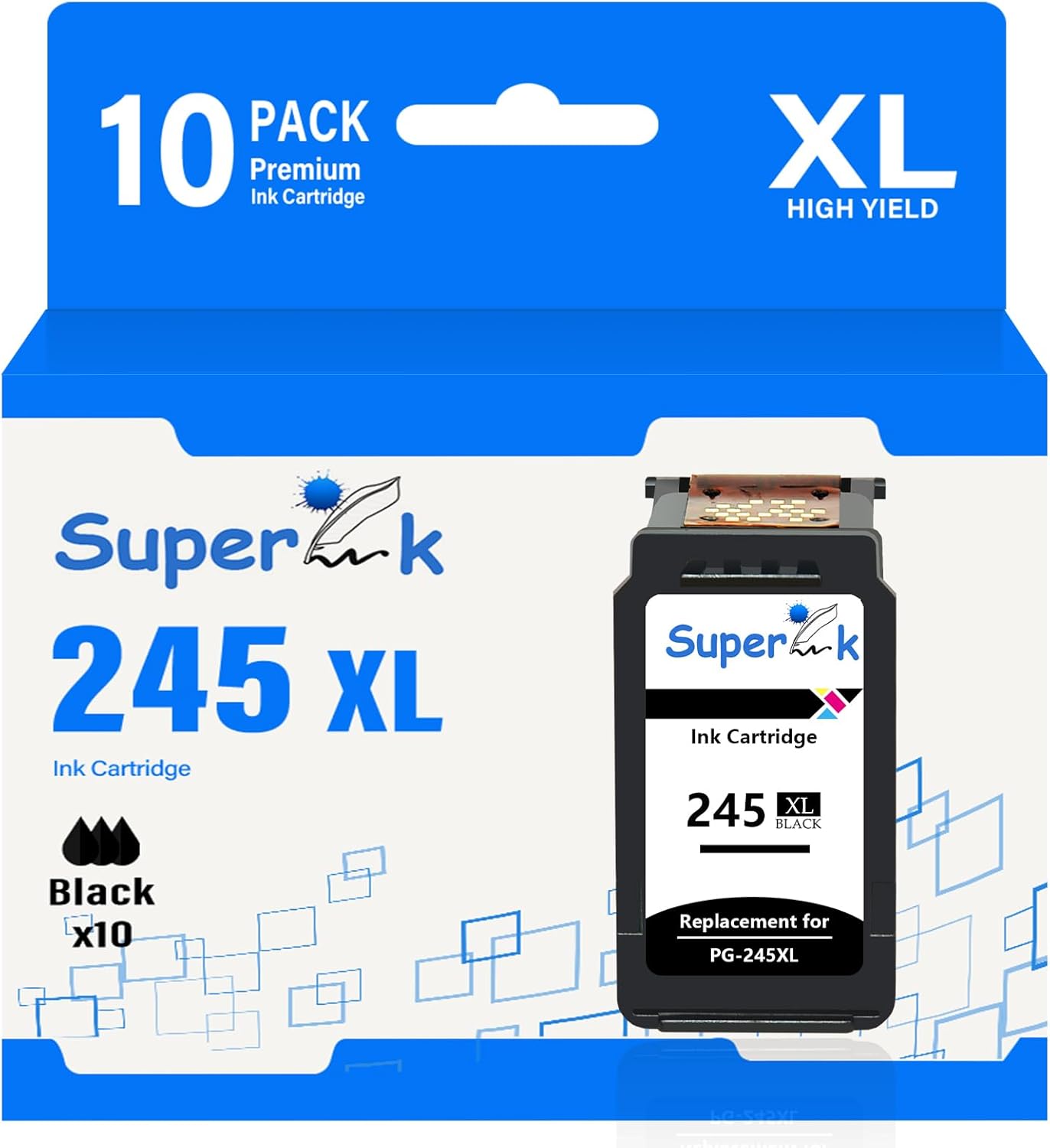 Remanufactured Ink Cartridge Replacement for Canon 245XL PG245XL 243XL PG243XL Compatible with MG2520 MG2550 IP2820 MX490 MX492 MX498 TS202 TS3120 Printer Show Ink Level (Black, 10 Pack)