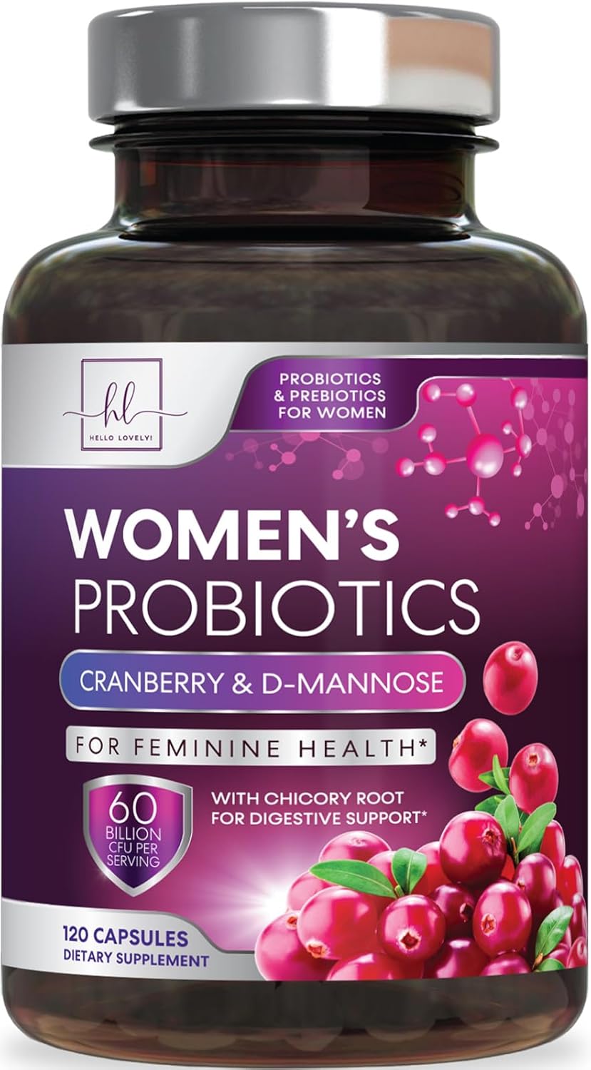 Probiotics for Women 60 Billion CFU, 16 Strains for pH Balance, Vaginal & Digestive Support, Womens Probiotic and Prebiotic + Cranberry for Gut, Urinary & Immune Support, Shelf Stable – 120 Capsules