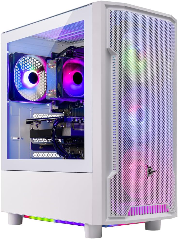 Skytech Archangel Gaming PC Desktop, Ryzen 7 7700 3.8 GHz (5.3GHz Turbo Boost), NVIDIA RTX 4060 8GB GDDR6X, 1TB SSD, 16GB DDR5 RAM 5200, 650W Gold PSU, Wi-Fi, Win 11 Home