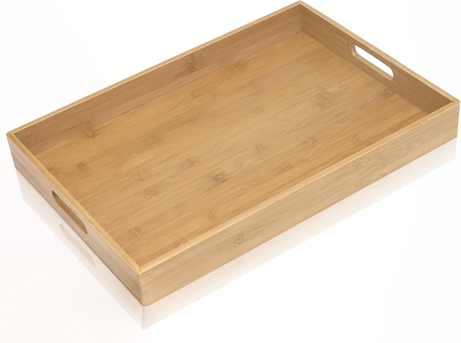 Serving Tray with Handles, Bamboo Breakfast Tray Wooden Trays Decorative Serving Platter for Eating, Working, Storing, Used in Bedroom, Kitchen, Living Room, Bathroom, Hospital and Outdoors